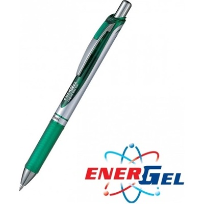 Pentel Автоматичен ролер Pentel Energel BL77, зелен цвят на писане, дебелина на линията 0.7 mm, гел, сребрист, цената е за 1бр. (продава се в опаковка от 12бр. ) (OK26808)
