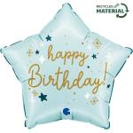 Grabo Фолиев Балон Звезда - "Happy Birthday" , Светло Синьо (G78195)