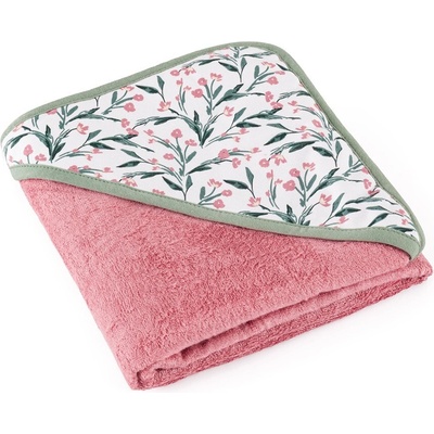 Petite&Mars Osuška bambusová s kapucí Loulou Pink Meadow 100 x 100 cm – Zboží Dáma