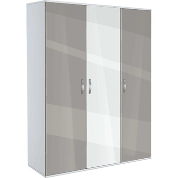 Bogdan Furniture G Трикрилен гардероб Memo. bg, модел BM-Ava 3, бял гланц и сиво