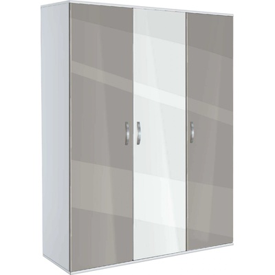 Bogdan Furniture G Трикрилен гардероб Memo. bg, модел BM-Ava 3, бял гланц и сиво
