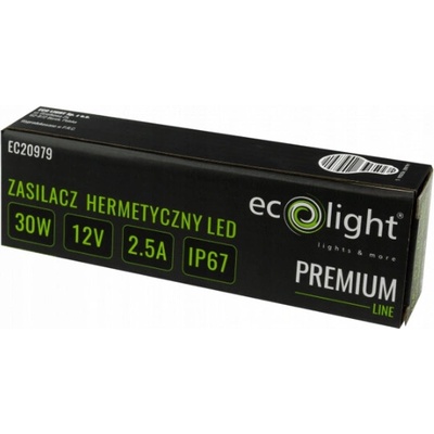 ECOLIGHT Hermetický LED zdroj 12V 30W IP67 voděodolný EC20979
