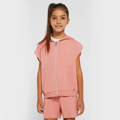 Mayoral Анцуг фино плетиво с къс ръкав и къси панталони в розово Майорал