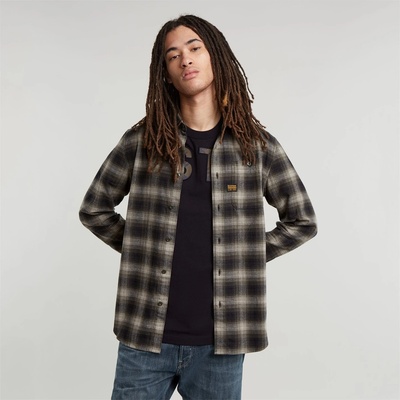 G-Star RAW Карирана риза G Star Men's Bristum Checked Long Sleeve Shirt - Moss Check