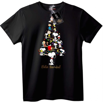 NOONEBRAND Тениска Снупи Коледна Елха - 3XL, Black