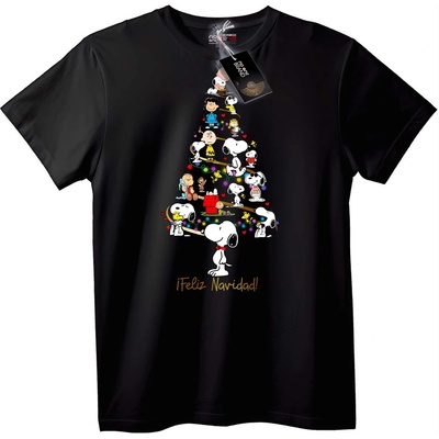 NOONEBRAND Тениска Снупи Коледна Елха - 3XL, Black