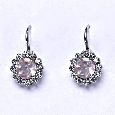 Čištín stříbrné náušnicečiré zirkon přírodní růženín ze stříbra NK 1495