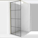 Mexen Kioto стенна душка Walk-in 90 x 200 см, черна решетка 8 мм, злато - 800-090-101-50-77 (800-090-101-50-77)
