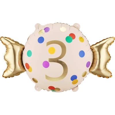 PartyDeco Balonek fóliový číslo 3 bonbon, 77 cm