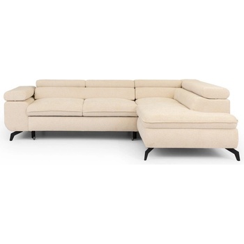 ROPEZ Кремав шенилов ъглов диван (десен ъгъл L форма) Marbeya - Ropez (Marbeya Narożnik L z f.spania - Prawa OT Misterio 4 ( Davis ) Czarny Mat)