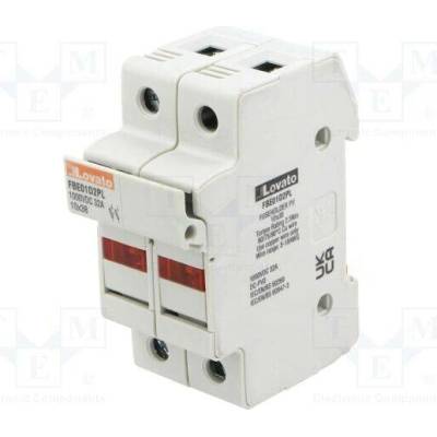 LOVATO ELECTRIC FBE01D2PL Pojistkový spodek; 10x38mm; na přípojnici DIN; 32A; Póly: 2; 1kVDC