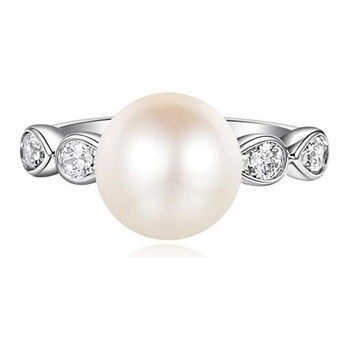 Silverino prsten se zirkony a perlou 7364