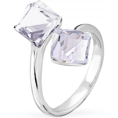 Spark Prsten kostka bílá se Swarovski Elements Cube P48416PC Krystal