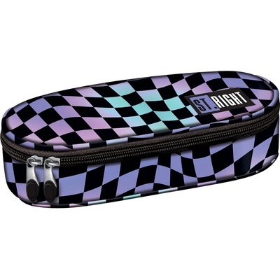 ST.RIGHT Овален ученически несесер St. Right Wavy Chessboard - С 1 цип (PC01)