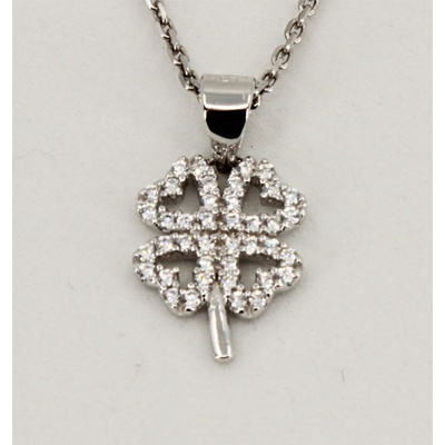 Steel Edge Stříbrný přívěsek čtyřlístek se zirkony 3065260004