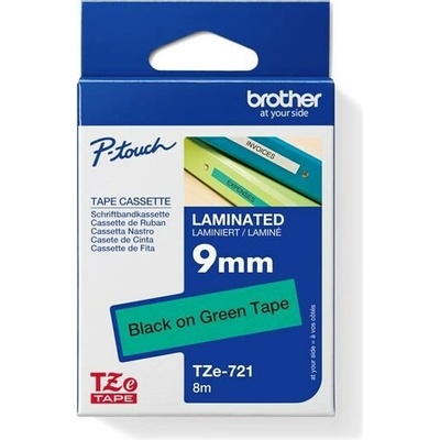páska BROTHER TZ721 čierne písmo, zelená páska Tape (9mm) (TZE721)