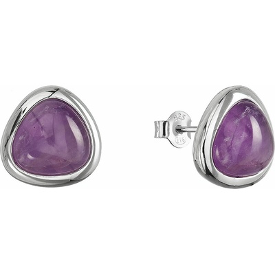 Evolution Group Stříbrné náušnice trojúhelník s ametystem 11728.3