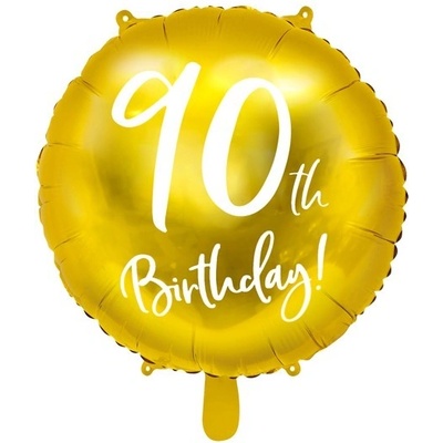 Party Deco Фолиев Балон с Надпис "90th Birthday", Златен