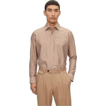HUGO BOSS Риза Boss Men's Jim Kent Long Sleeve Plain Shirt - Beige