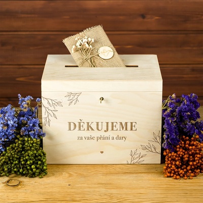 Dřevia Dřevěná svatební truhla na přání – DĚKUJEME za vaše přání a dary – Zbozi.Blesk.cz