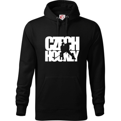 Czech hockey nápis s hokejistou Mistrovství světa v ledním hokeji 2022 mikina s kapucí hooded sweater černá