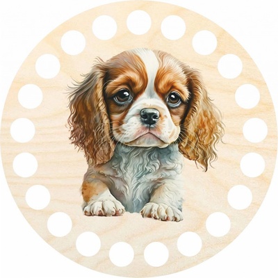 Woody Crafts Podtácek, kruh 10 cm, Kavalír king Charles – Sleviste.cz