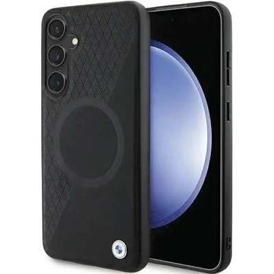 BMW Кейс BMW BMHMS24S23RTPK за Samsung Galaxy S24 S921, черен / черен, твърд, Signature Leather Half Textured & Circle MagSafe (3666339242596)