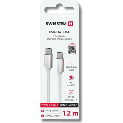Swissten 71527203 datový USB-C - USB-C, 1,2m, stříbrný