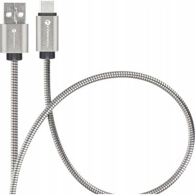 Forcell Кабел Forcell - F-Energy Metal C234, USB-A/USB-C, 2 m, 66W, сребрист (5903396381249)