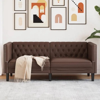 vidaXL Pohovka Chesterfield 2místná hnědá umělá kůže 11461.372661