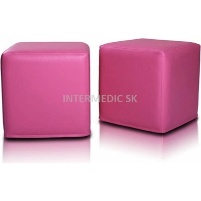 INTERMEDIC SK - Taburetka BLOCK 40x40 cm z ekokože | multifunkčný vak, podnožka, kocka E05 - Ružová(ekokoža)