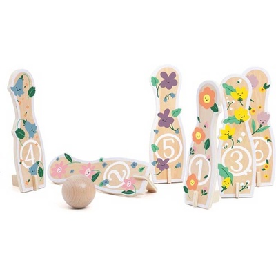 Classic World Детски дървен боулинг с цветя (cw60008)