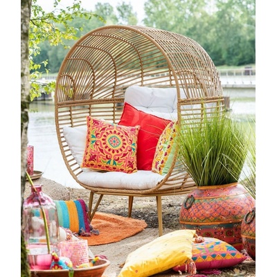 J-Line by Jolipa ratanové zahradní křeslo Lounge Black Oval 115 x 110 x 148 cm Černé