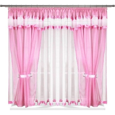 BytoTex Voálová kusová záclona se závěsem Alena růžová II 400x150 cm