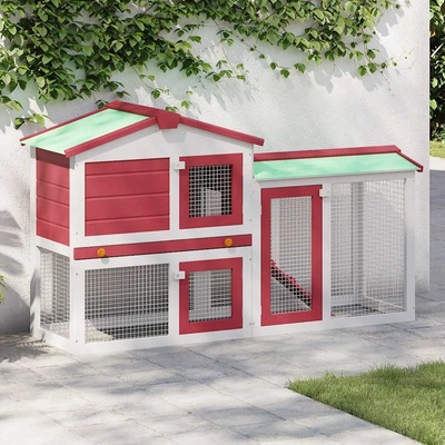 vidaXL králíkárna šedá/bílá 145 x 45 x 85 cm dřevo – Zboží Dáma