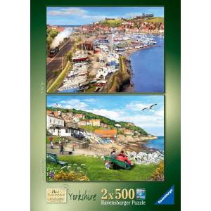 Ravensburger - Puzzle 2x500 Picturesque Landscapes No. 1 Yorkshire - Whitby & Runswick Bay - 500 piese