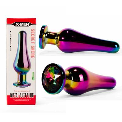 Метален плъг с вграден кристал, продълговат, 11, 2см. - Secret Shine Rainbow (XMEN000139)