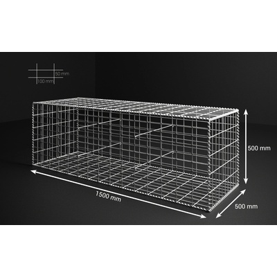 Gabionový koš 150x50x50, velikost oka 5x10cm, povrchová úprava GALFAN (95% Zn - 5% Al)