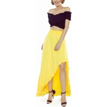 Asymetrická dámská maxi sukně s volánkem 426-1 v citronové