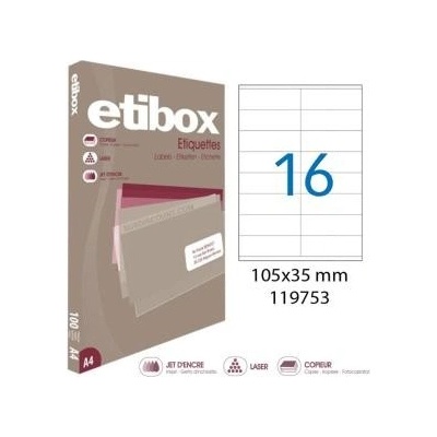 Etikety univerzálne 105x35mm Etibox A4 100 hárkov