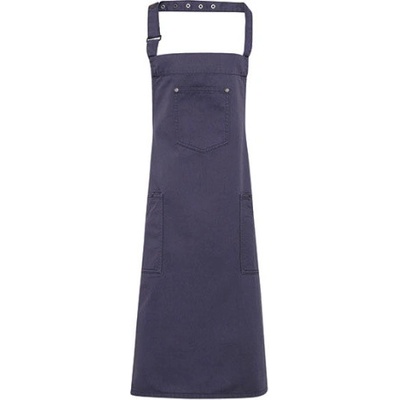 Premier Workwear Bavlněná dlouhá chino zástěra za krk PR132 Steel Pantone 6545 72x86cm
