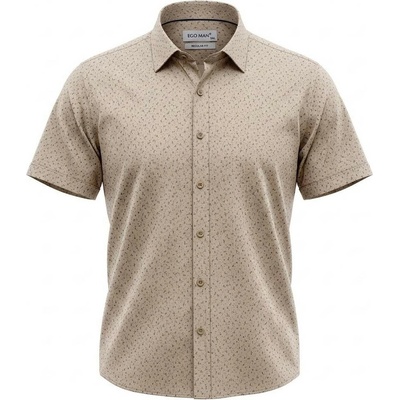 Ego man pánská košile krátký rukáv regular fit RE308-07 béžová