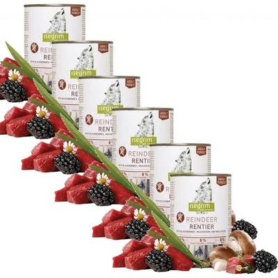 Isegrim Dog Adult Mono Reindeer pure with Blackberries Champignons & Herbs 6 x 800 g