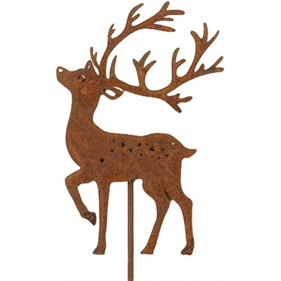 Rustikální rezavý zápich jelen Deer Rust - 8*1*35 cm - Clayre & Eef