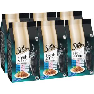 Sheba Fresh & Fine паучове за котки, тон, сьомга и бяла риба 6 x (6x50 g)
