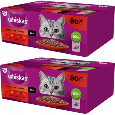 Whiskas Klasické pokrmy Mix Chutí v omáčce 160 x 85 g