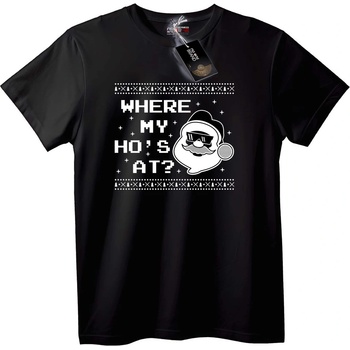 NOONEBRAND Тениска Къде са момичетата ми? Дядо Коледа - 2XL, Black