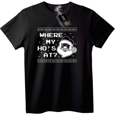 NOONEBRAND Тениска Къде са момичетата ми? Дядо Коледа - 2XL, Black
