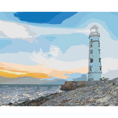 Zuty Malování Podle Čísel Svítící Maják U Moře 80 x 100 Cm Plátno Rám