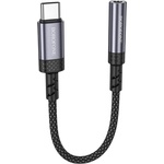 BOROFONE Аудио адаптер кабел Borofone (BV24) - Type-C (M) към 3.5mm жак (F), DAC чип, Plug&Play, 15cm - Сив